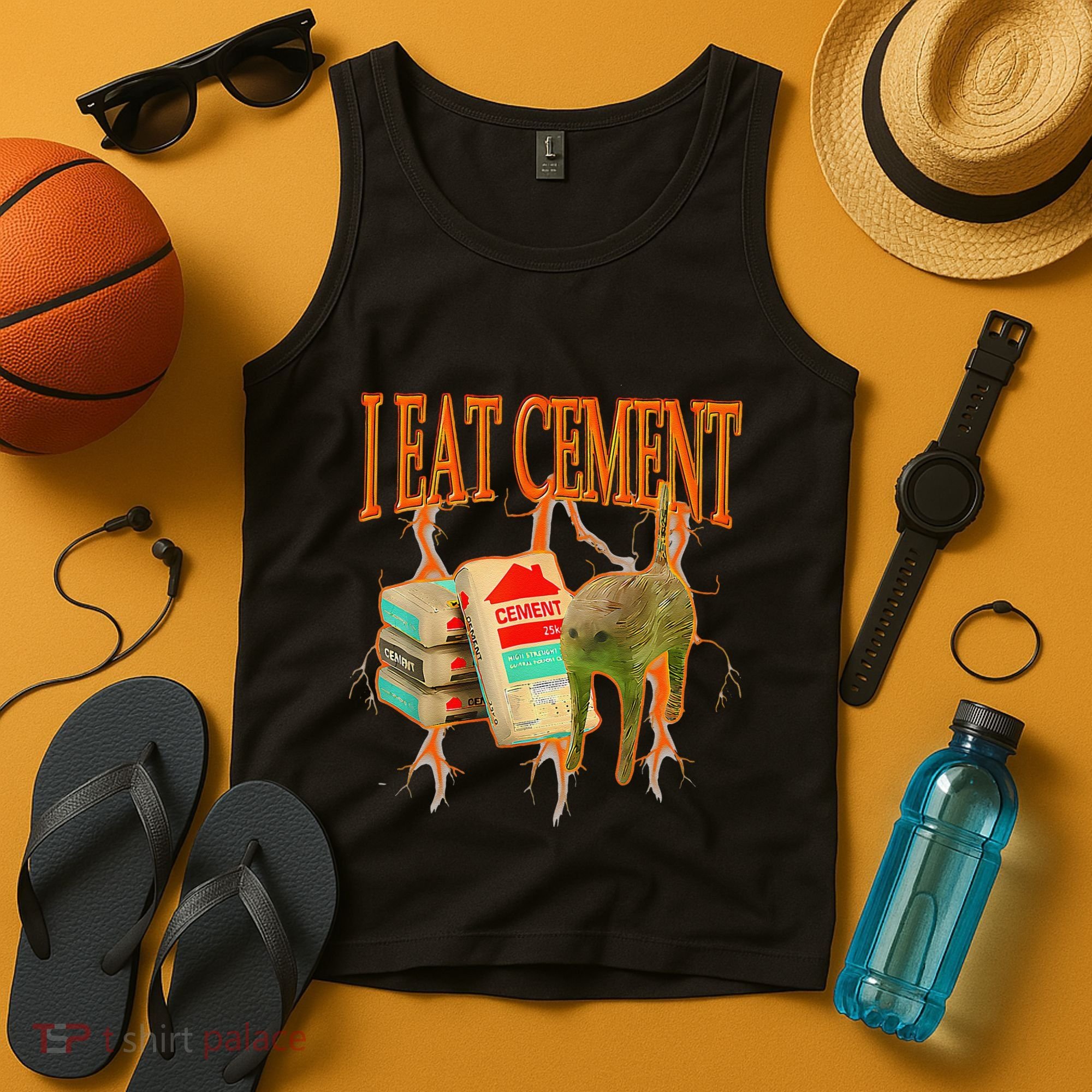 Funny I Eat Cement Cursed Cat Oddly Specific Dank Meme Tank Top