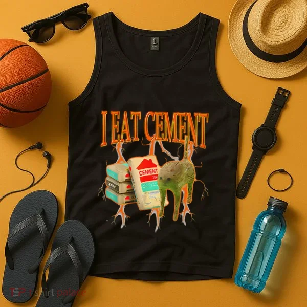 Funny I Eat Cement Cursed Cat Oddly Specific Dank Meme Tank Top