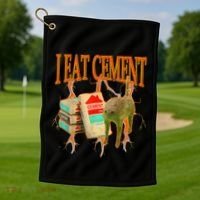 Funny I Eat Cement Cursed Cat Oddly Specific Dank Meme Golf Towel thumb 1