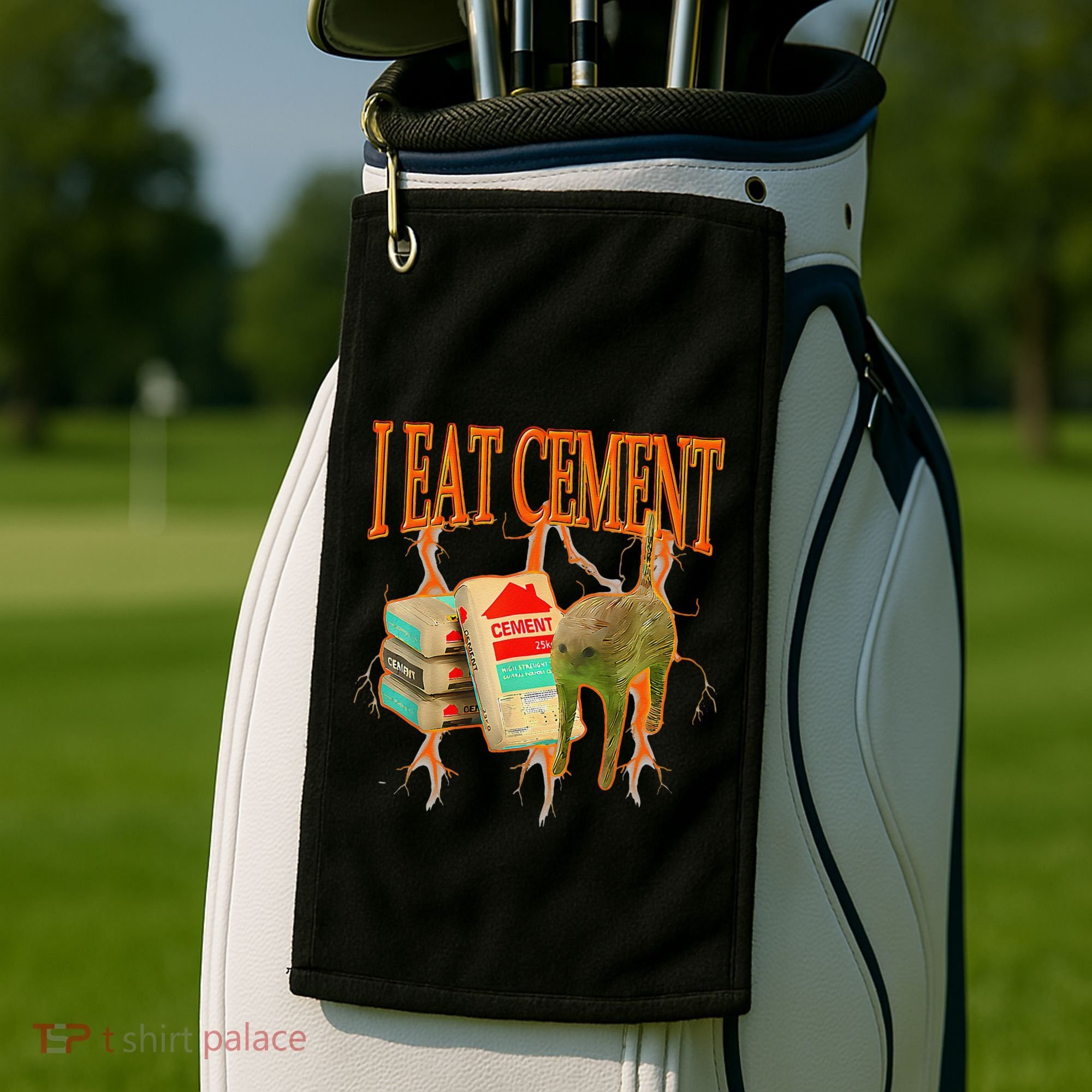 Funny I Eat Cement Cursed Cat Oddly Specific Dank Meme Golf Towel