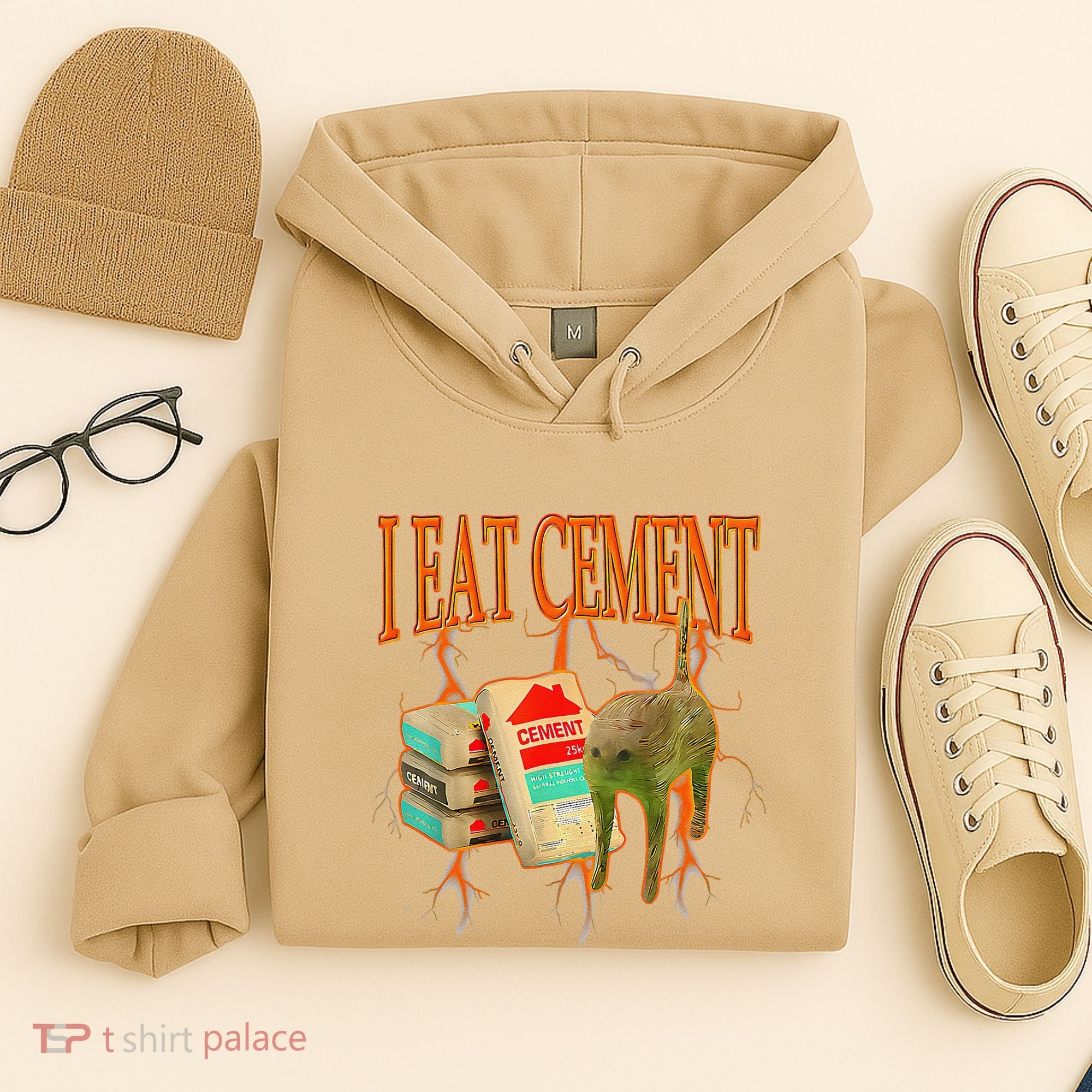 Funny I Eat Cement Cursed Cat Oddly Specific Dank Meme Hoodie