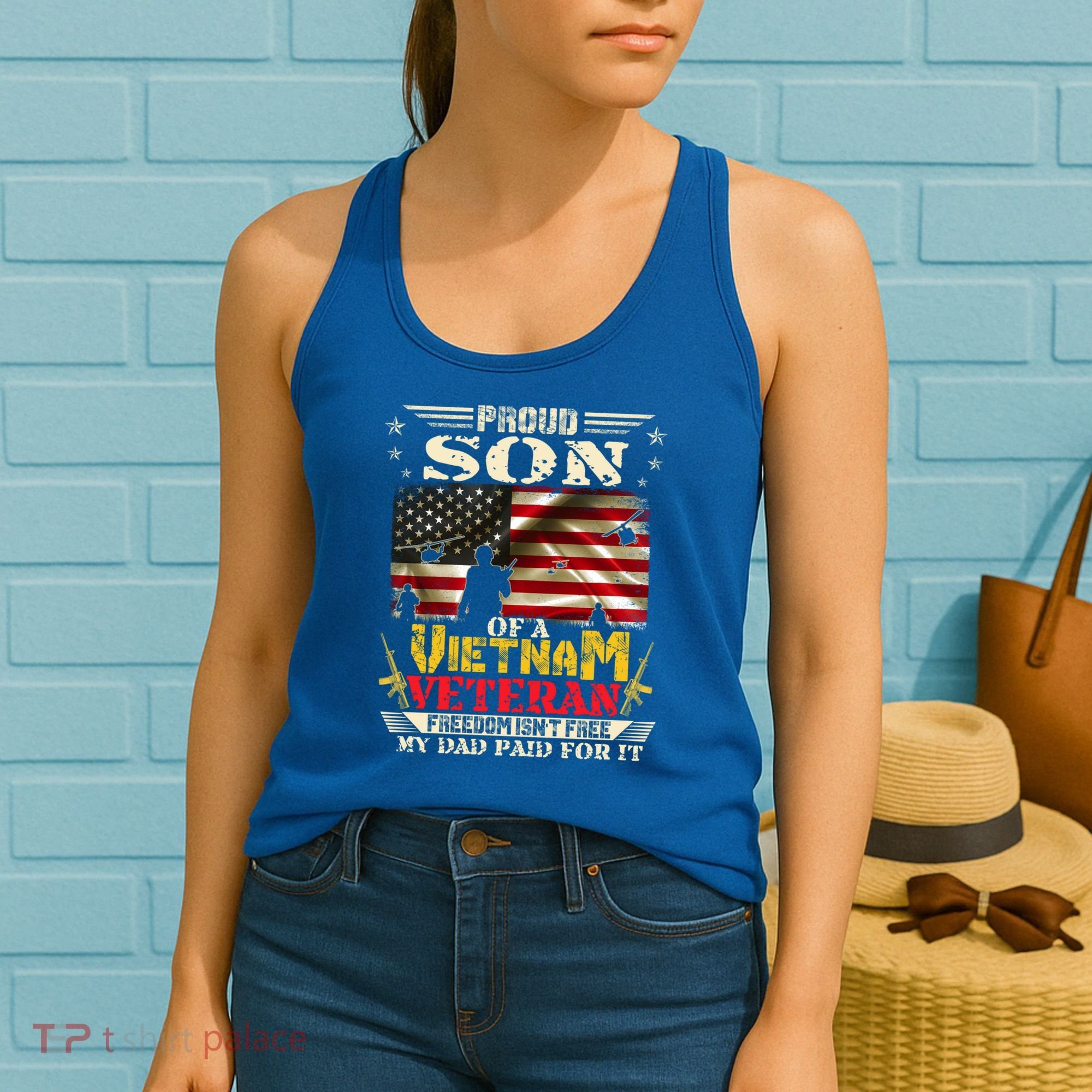 Freedom Isn't Freegreat Giftproud Son Of A Vietnam Veteran Dad Gift Women's Tank Top