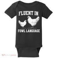 Fluent In Fowl Language Funny Chicken Owner Farm Baby Bodysuit thumb 0