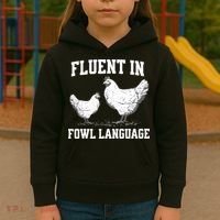 Fluent In Fowl Language Funny Chicken Owner Farm Kids Hoodie thumb 3