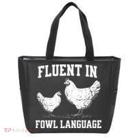 Fluent In Fowl Language Funny Chicken Owner Farm Tote Bag thumb 0