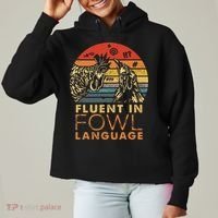 Fluent In Fowl Language Funny Chicken Meme Farm Ladies Heavyweight Boxy Pullover Hoodie thumb 0