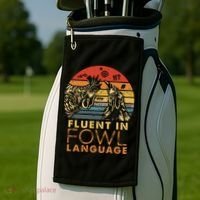 Fluent In Fowl Language Funny Chicken Meme Farm Golf Towel thumb 2