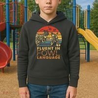 Fluent In Fowl Language Funny Chicken Meme Farm Kids Hoodie thumb 2