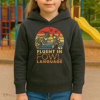 Fluent In Fowl Language Funny Chicken Meme Farm Kids Hoodie thumb 3