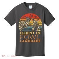 Fluent In Fowl Language Funny Chicken Meme Farm Kids T-Shirt thumb 0
