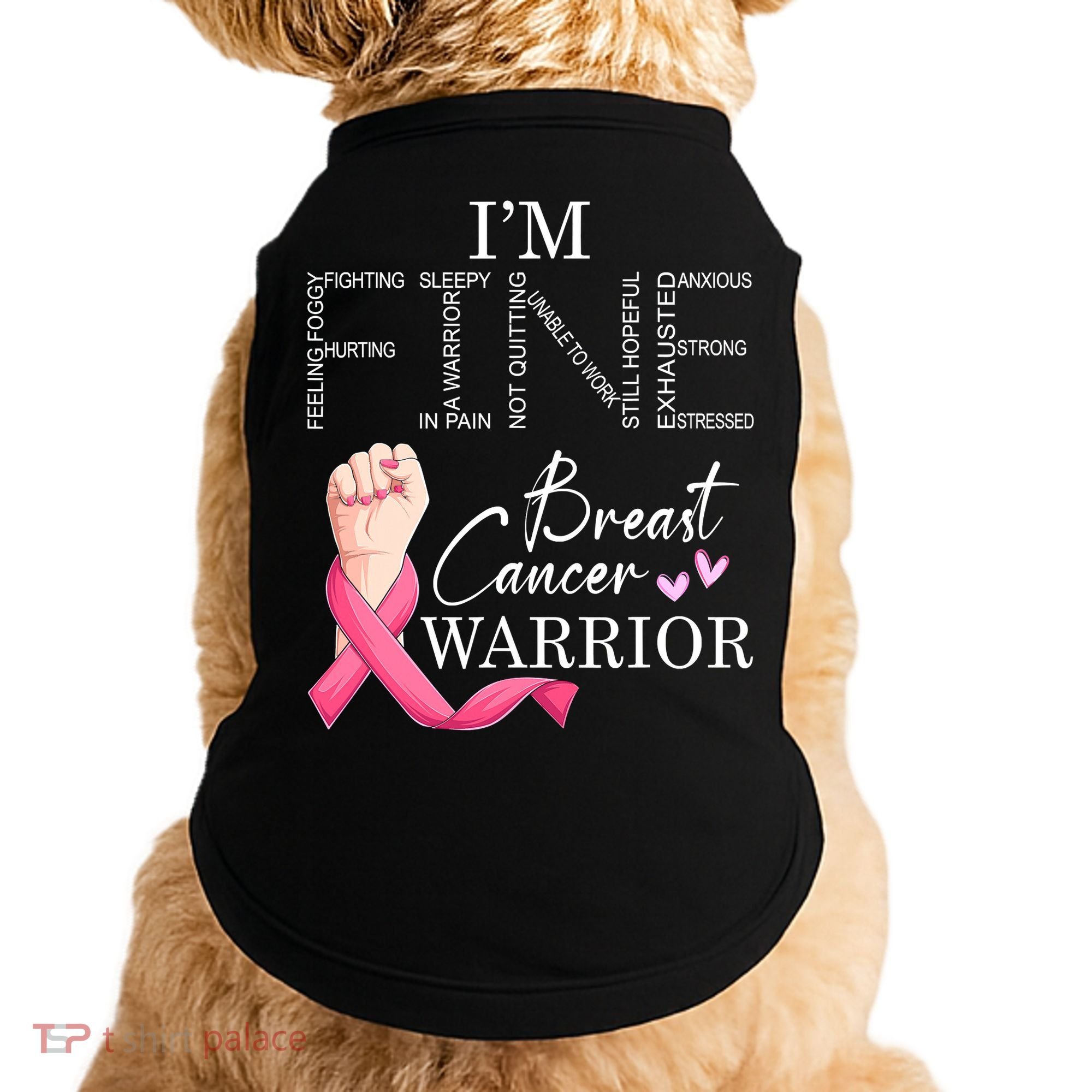 Funny I'm Fine Breast Cancer Warrior Pink Breast Cancer Doggie Tank