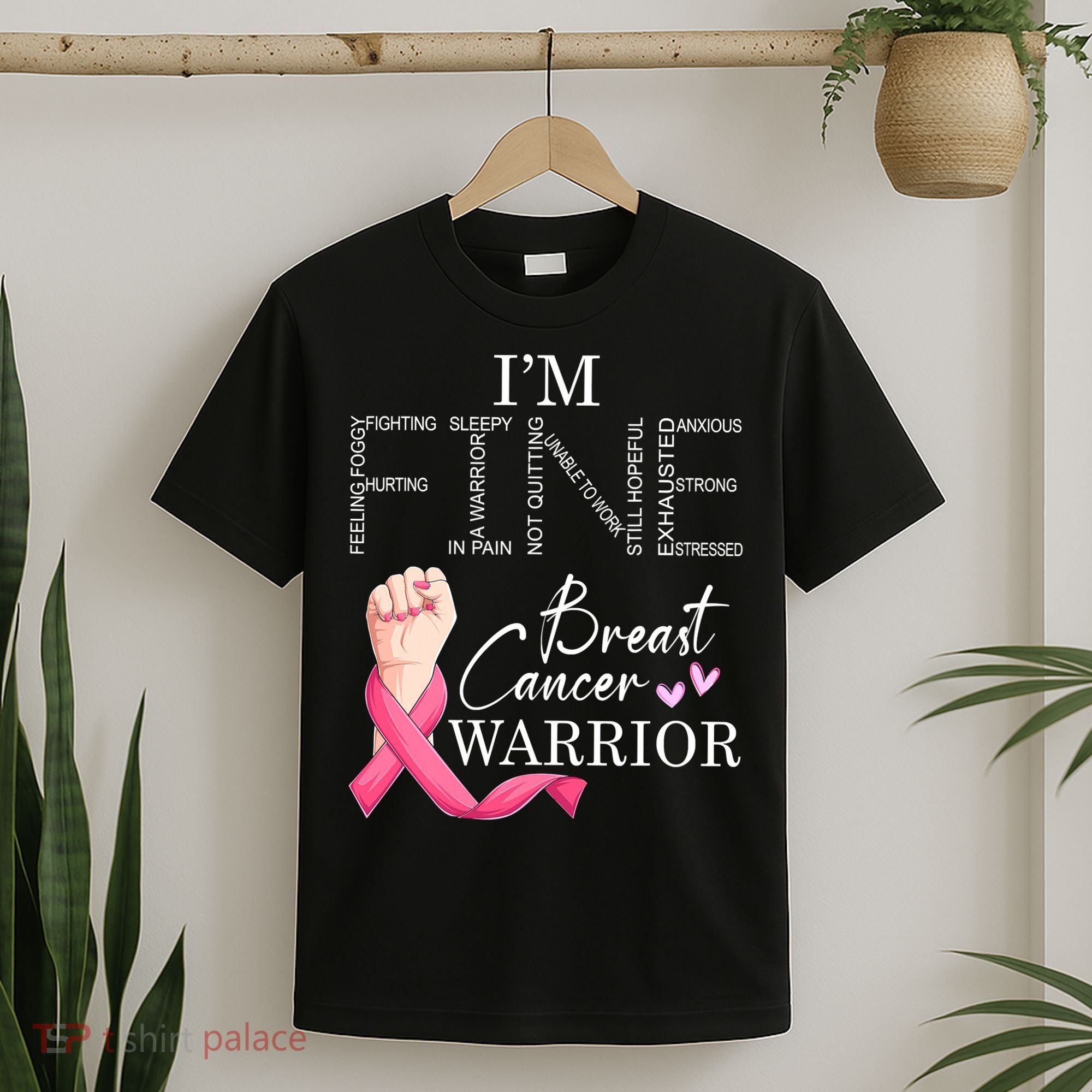 Funny I'm Fine Breast Cancer Warrior Pink Breast Cancer T-Shirt