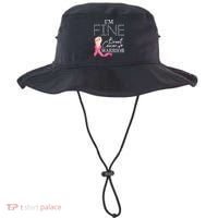 Funny I'm Fine Breast Cancer Warrior Pink Breast Cancer Bucket Hat thumb 0