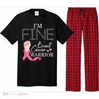 Funny I'm Fine Breast Cancer Warrior Pink Breast Cancer Pajama Set thumb 0