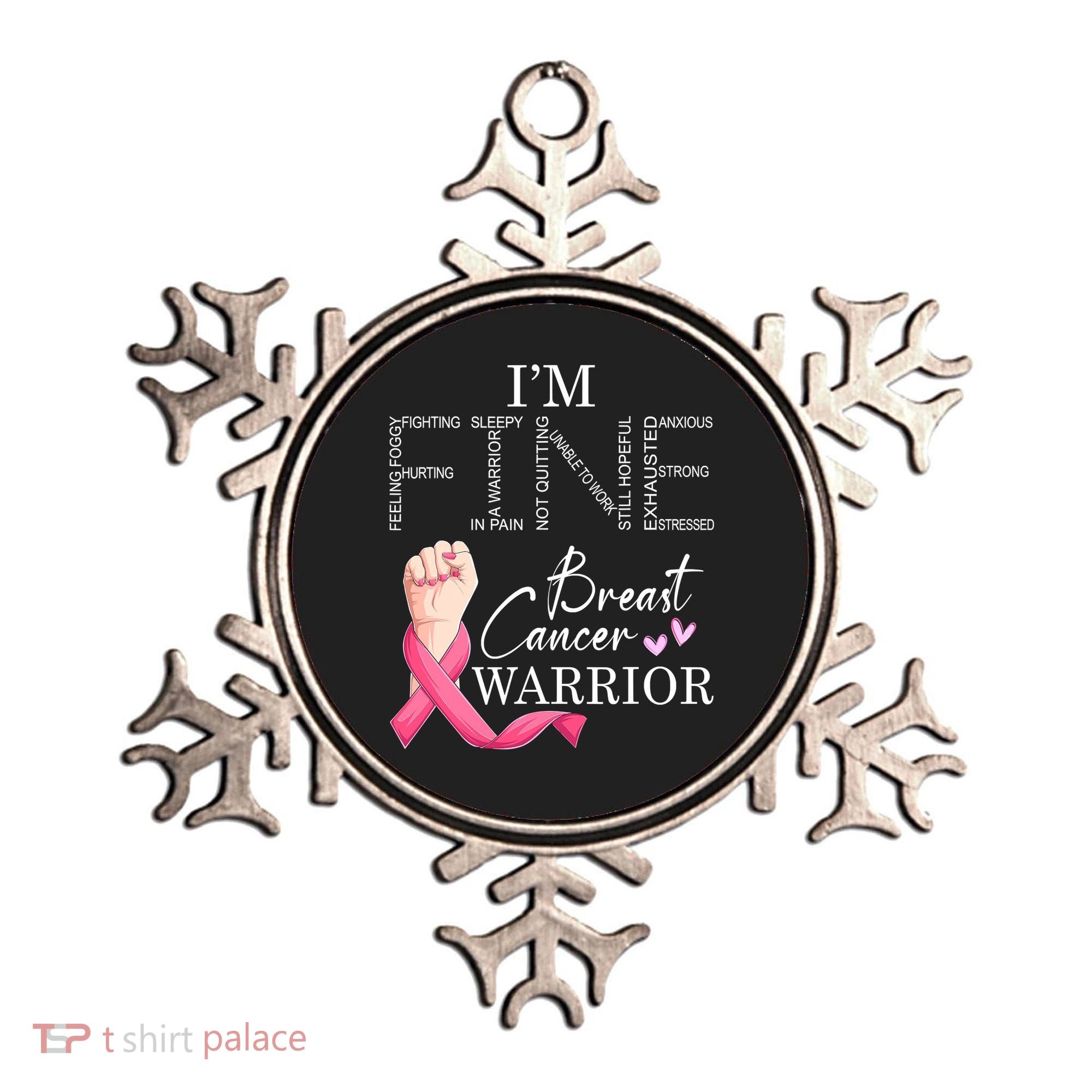 Funny I'm Fine Breast Cancer Warrior Pink Breast Cancer Ornament