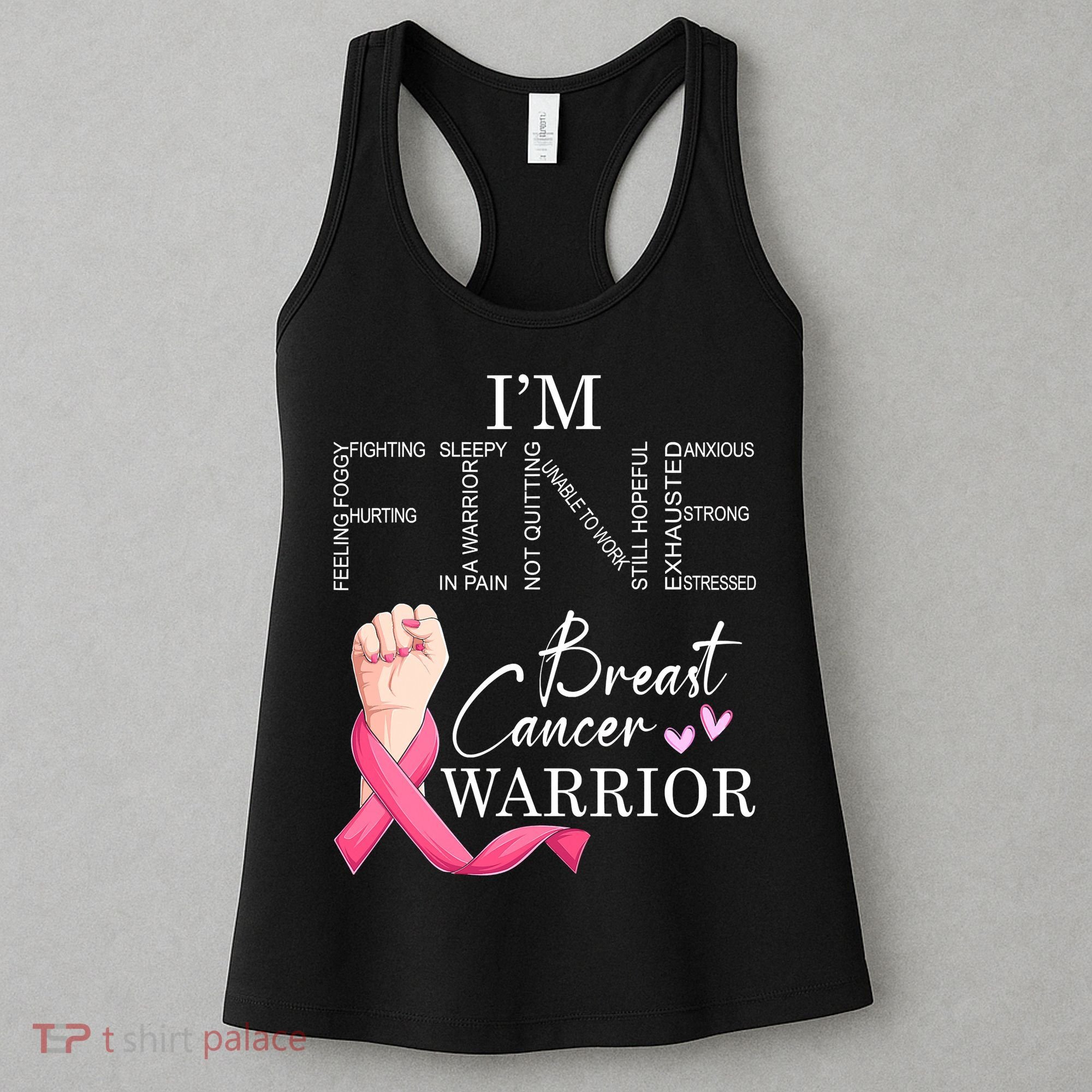 Funny I'm Fine Breast Cancer Warrior Pink Breast Cancer Women's Tank Top