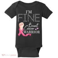 Funny I'm Fine Breast Cancer Warrior Pink Breast Cancer Baby Bodysuit thumb 0