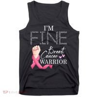 Funny I'm Fine Breast Cancer Warrior Pink Breast Cancer Tank Top thumb 0