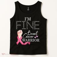 Funny I'm Fine Breast Cancer Warrior Pink Breast Cancer Tank Top thumb 2