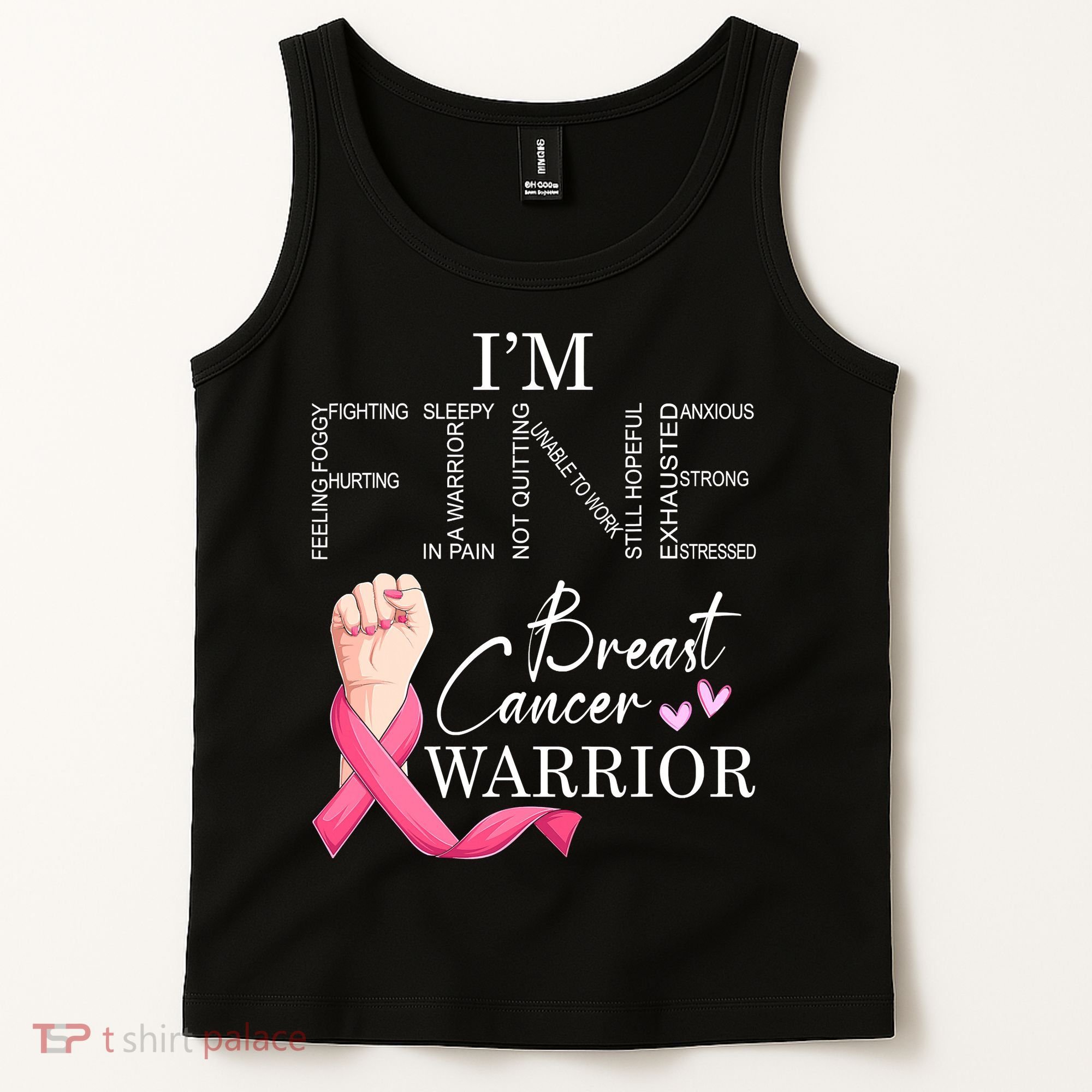 Funny I'm Fine Breast Cancer Warrior Pink Breast Cancer Tank Top