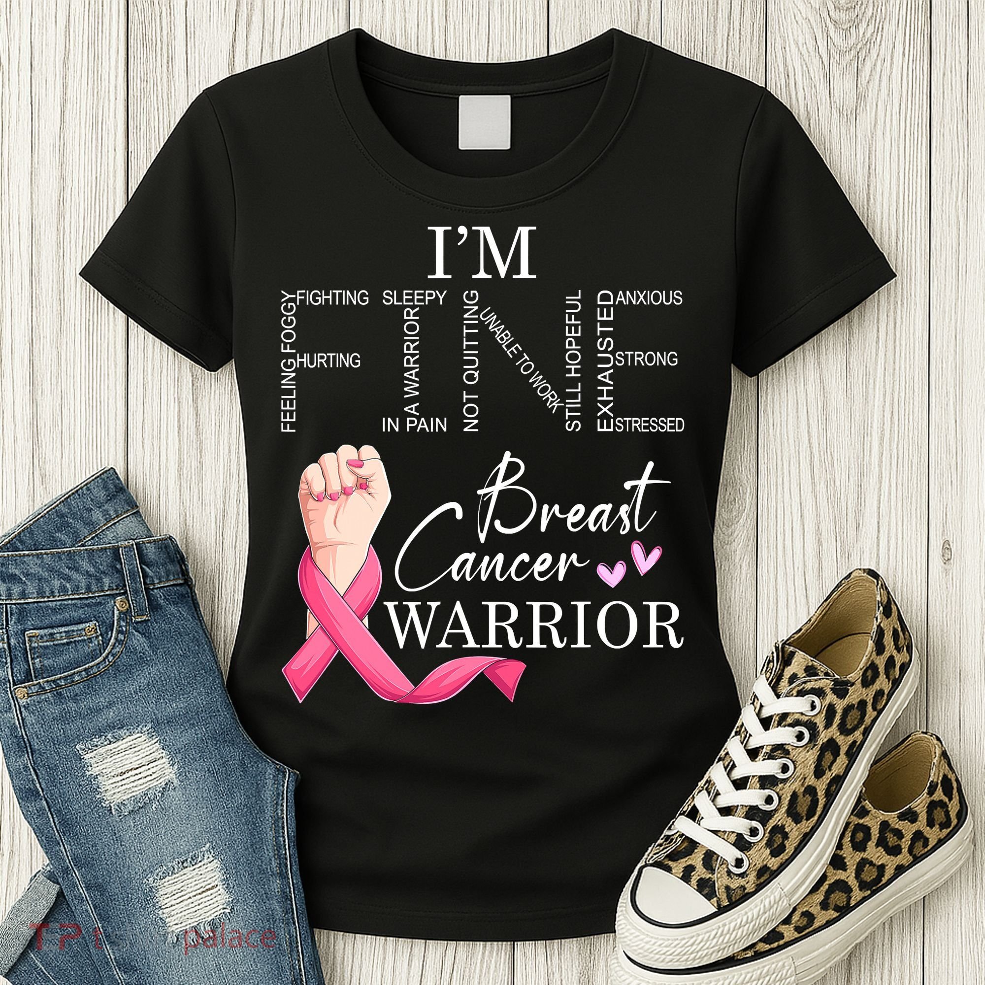 Funny I'm Fine Breast Cancer Warrior Pink Breast Cancer Women's T-Shirt