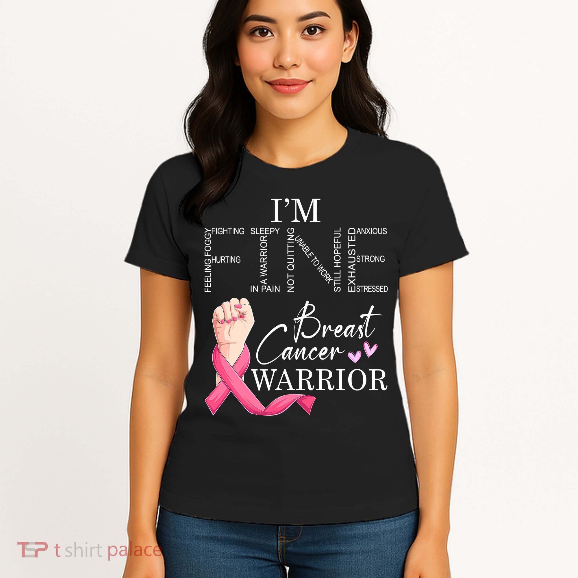 Funny I'm Fine Breast Cancer Warrior Pink Breast Cancer Women's T-Shirt