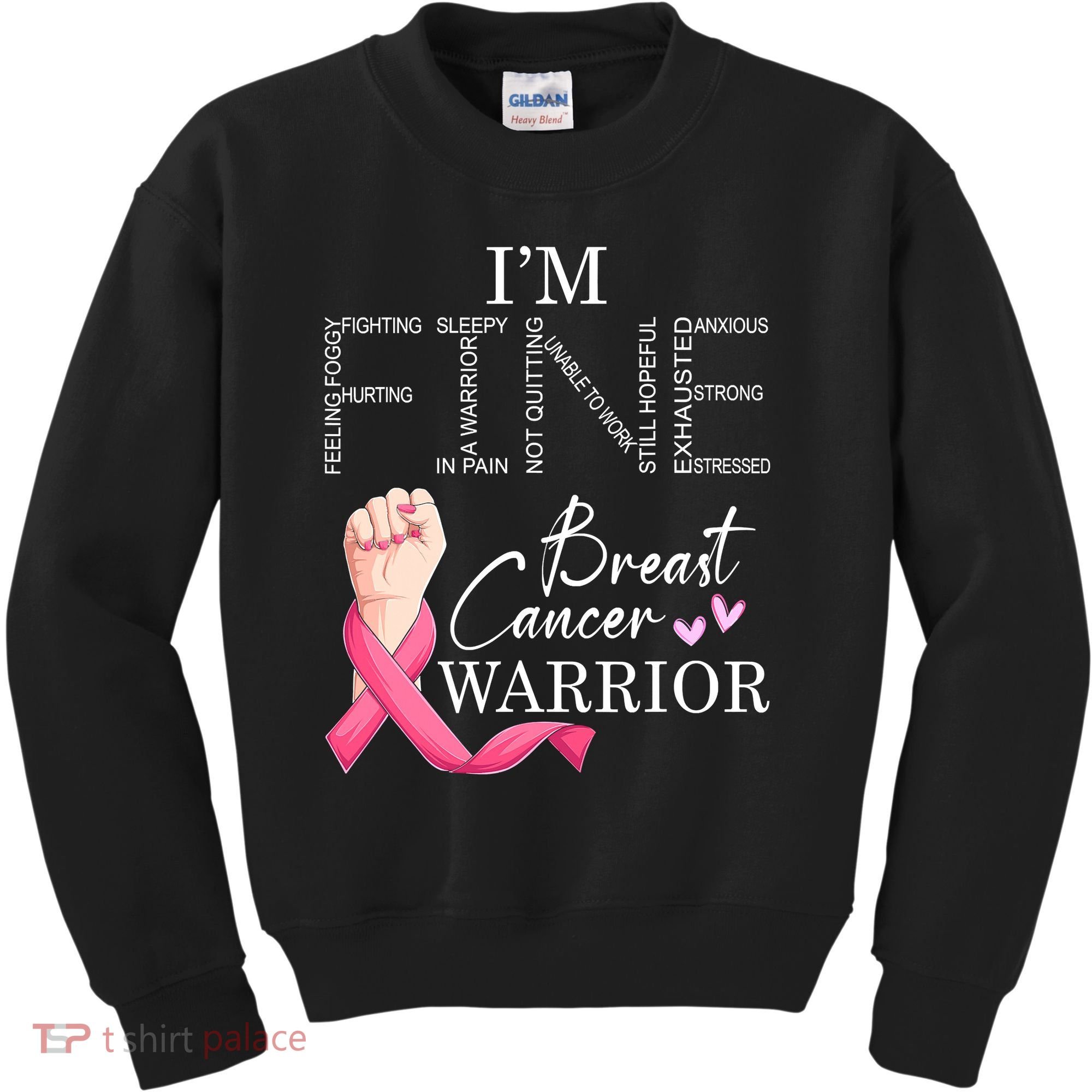 Funny I'm Fine Breast Cancer Warrior Pink Breast Cancer Kids Sweatshirt