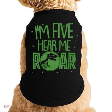 Funny I'm Five Hear Me Roar Birthday Doggie Tank