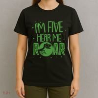Funny I'm Five Hear Me Roar Birthday T-Shirt thumb 4
