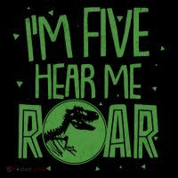 Funny I'm Five Hear Me Roar Birthday Button thumb 1