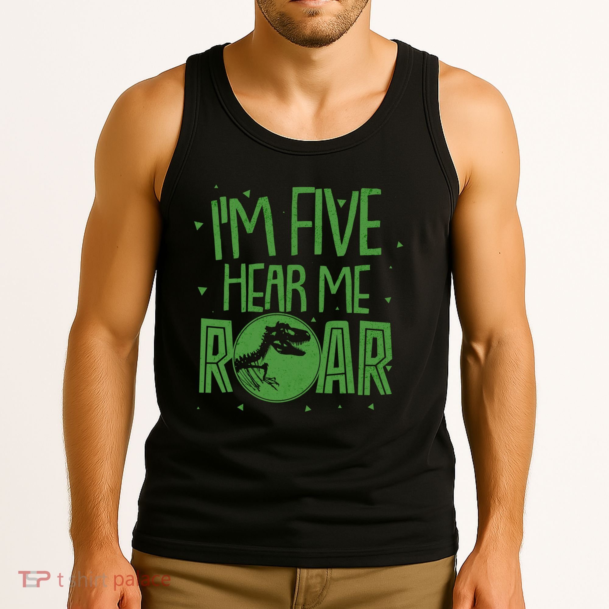 Funny I'm Five Hear Me Roar Birthday Tank Top
