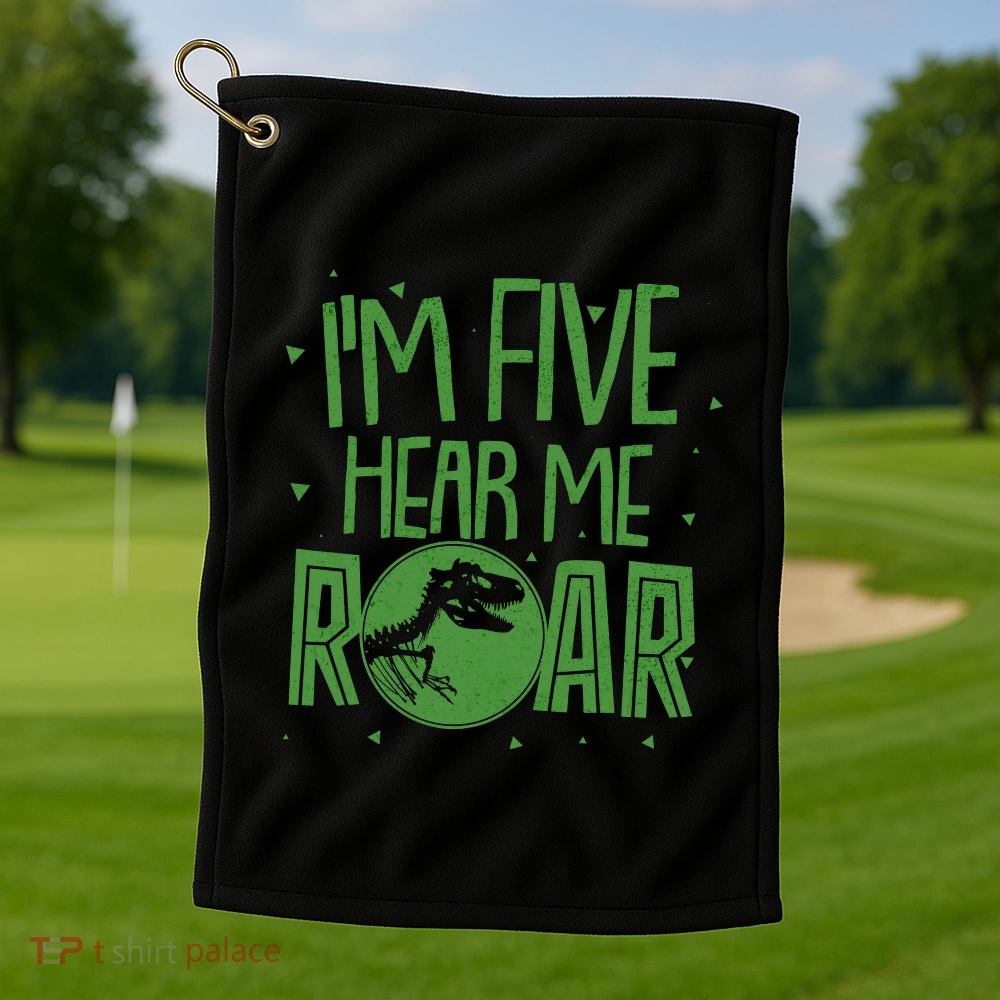 Funny I'm Five Hear Me Roar Birthday Golf Towel