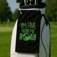 Funny I'm Five Hear Me Roar Birthday Golf Towel thumb 2