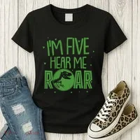 Funny I'm Five Hear Me Roar Birthday Women's T-Shirt thumb 3