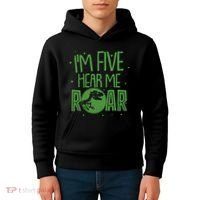 Funny I'm Five Hear Me Roar Birthday Kids Hoodie thumb 4