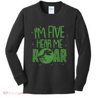 Funny I'm Five Hear Me Roar Birthday Kids Long Sleeve Shirt thumb 0