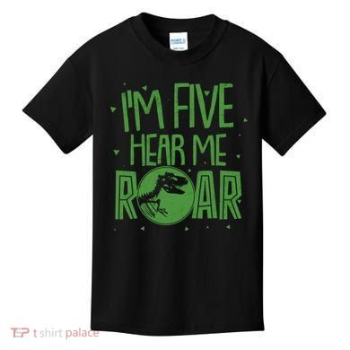 Funny I'm Five Hear Me Roar Birthday Kids T-Shirt