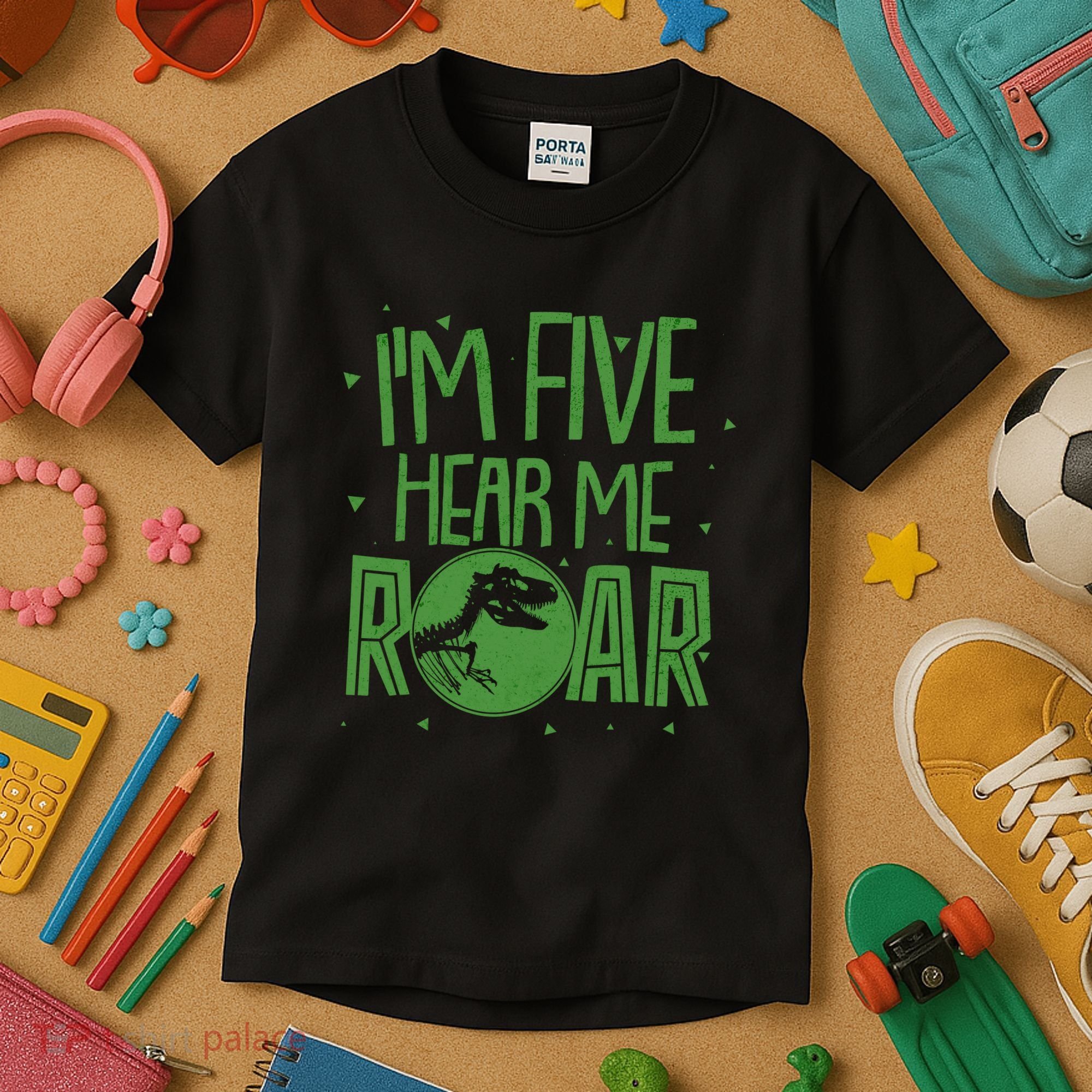 Funny I'm Five Hear Me Roar Birthday Kids T-Shirt