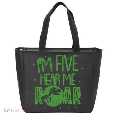 Funny I'm Five Hear Me Roar Birthday Tote Bag