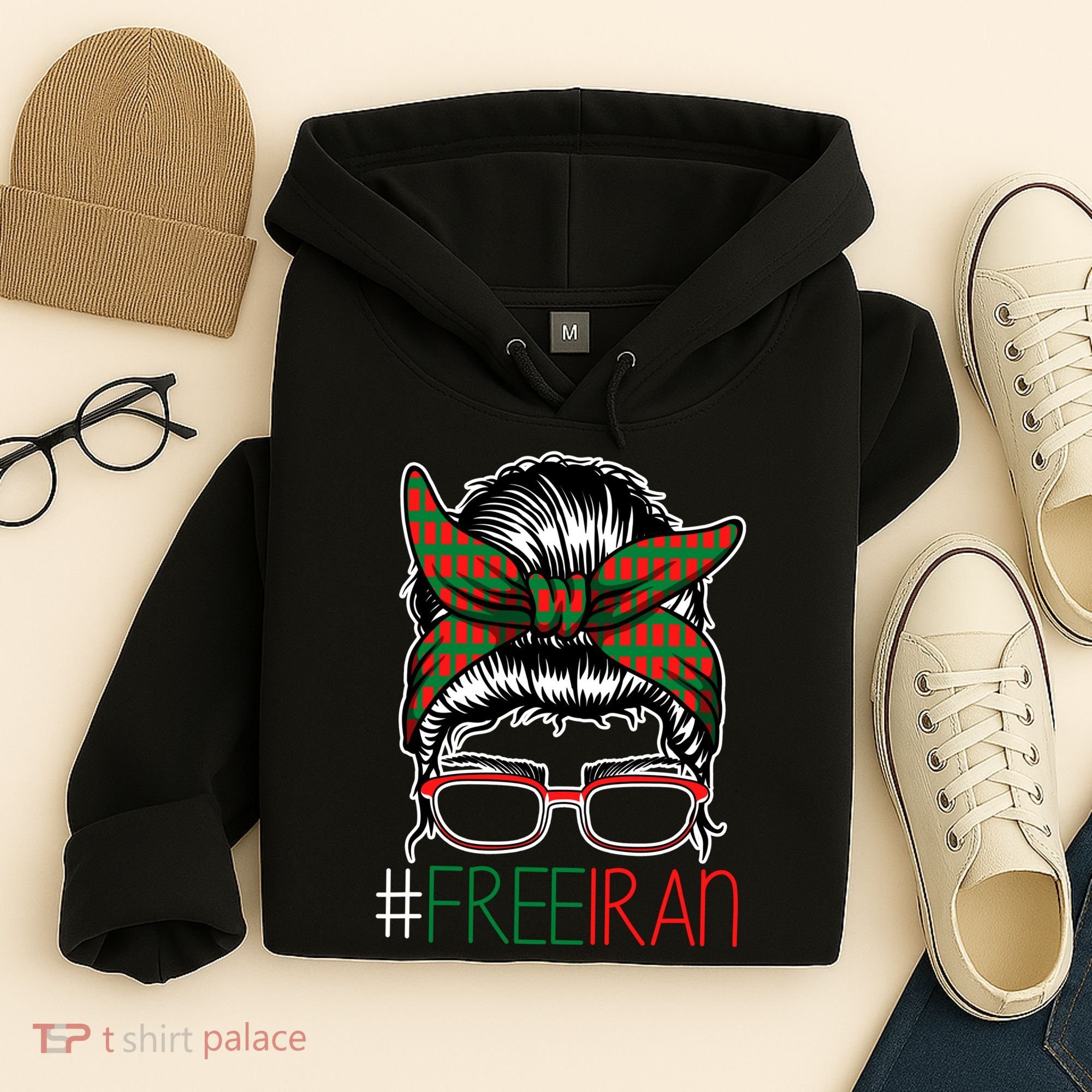Free Iran Female Bun Women's Rights Hoodie