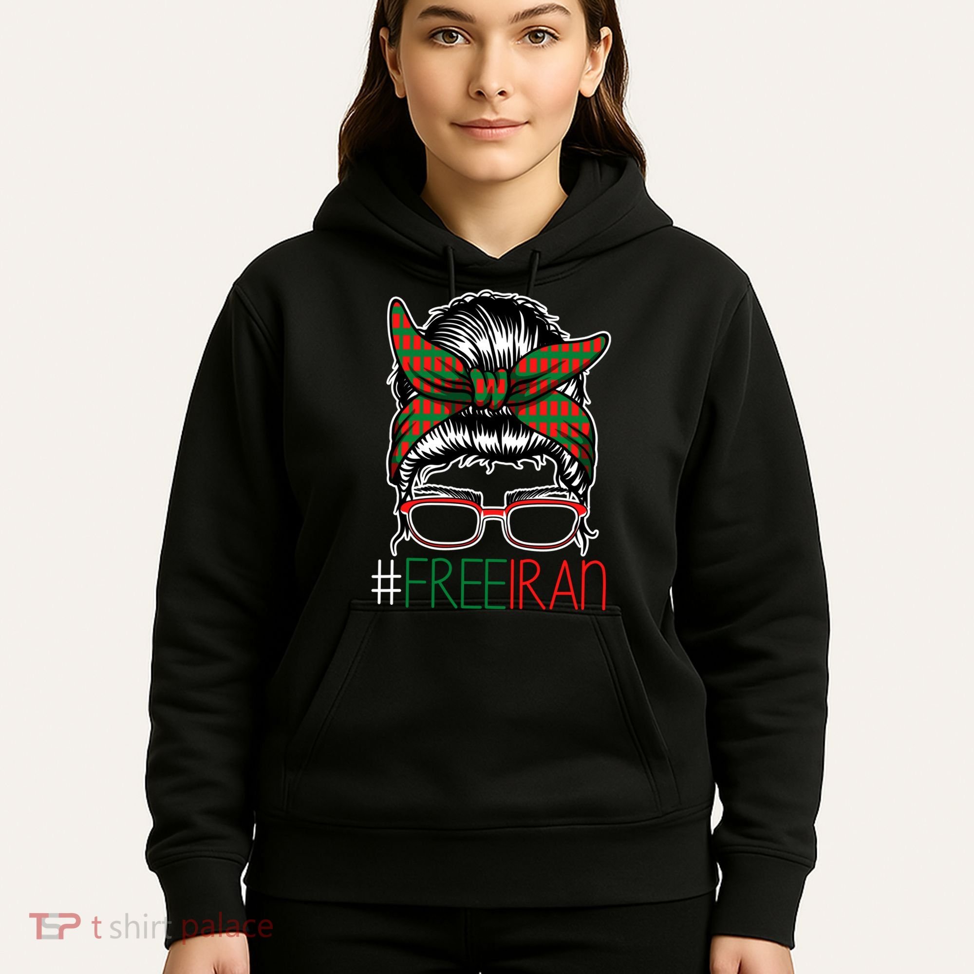 Free Iran Female Bun Women's Rights Hoodie