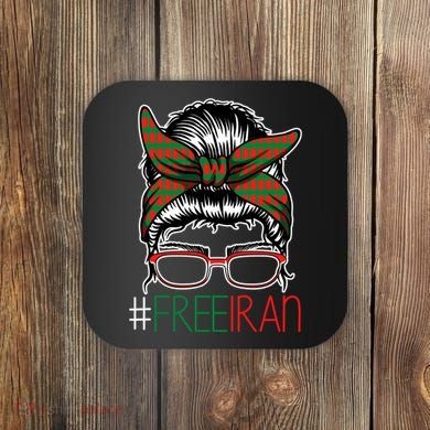 Free Iran Female Bun Women's Rights Coaster
