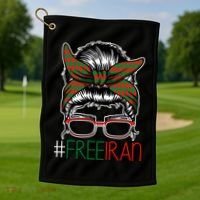 Free Iran Female Bun Women's Rights Golf Towel thumb 1