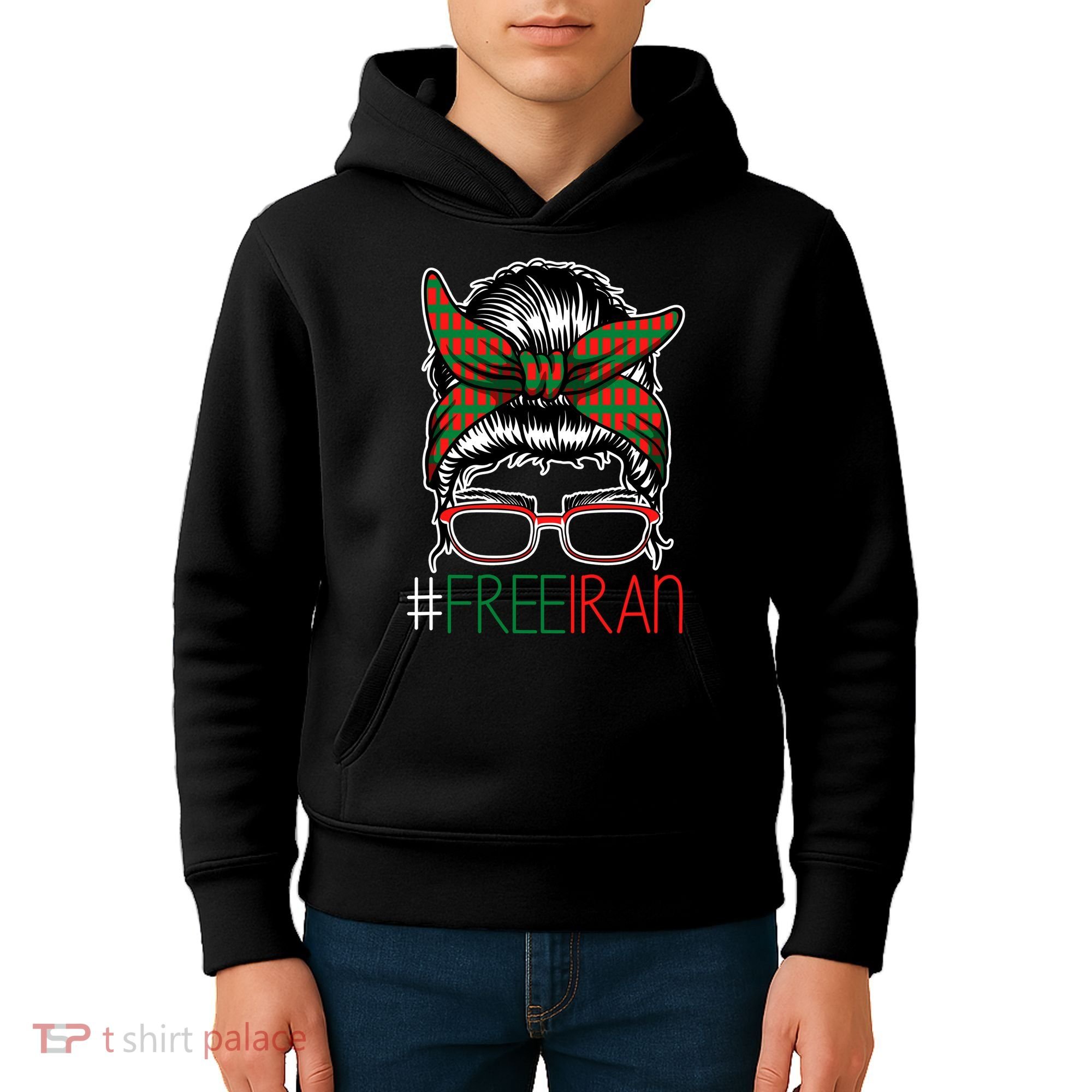 Free Iran Female Bun Women's Rights Kids Hoodie