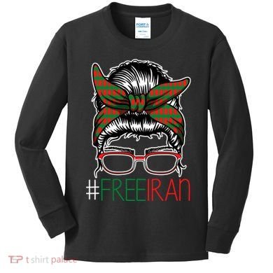 Free Iran Female Bun Women's Rights Kids Long Sleeve Shirt