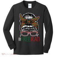 Free Iran Female Bun Women's Rights Kids Long Sleeve Shirt thumb 0
