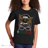 Free Iran Female Bun Women's Rights Kids T-Shirt thumb 2
