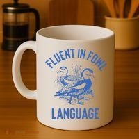 Fluent In Fowl Language Funny Swearing Cursing Ducks Joke Coffee Mug thumb 4