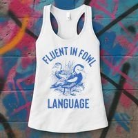 Fluent In Fowl Language Funny Swearing Cursing Ducks Joke Women's Tank Top thumb 3