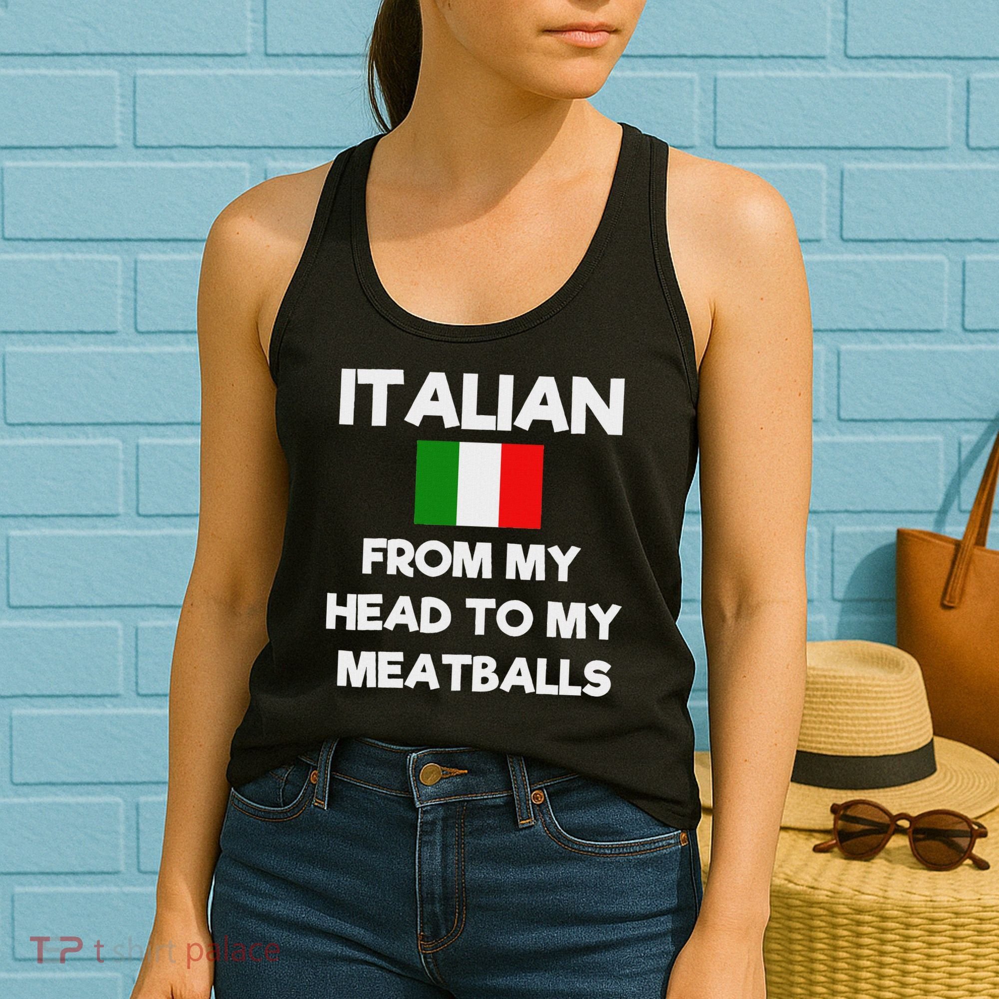 Funny Italian From My Head To My Meatballs Humor Joke Women's Tank Top